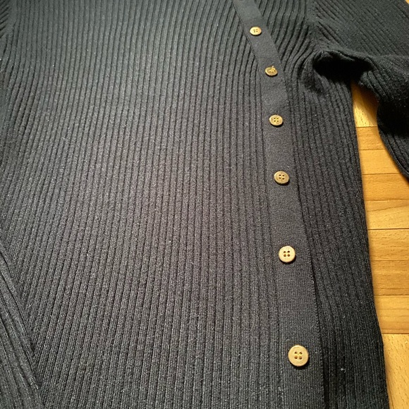 Topshop black mock neck turtle neck gold buttons - Picture 3 of 4